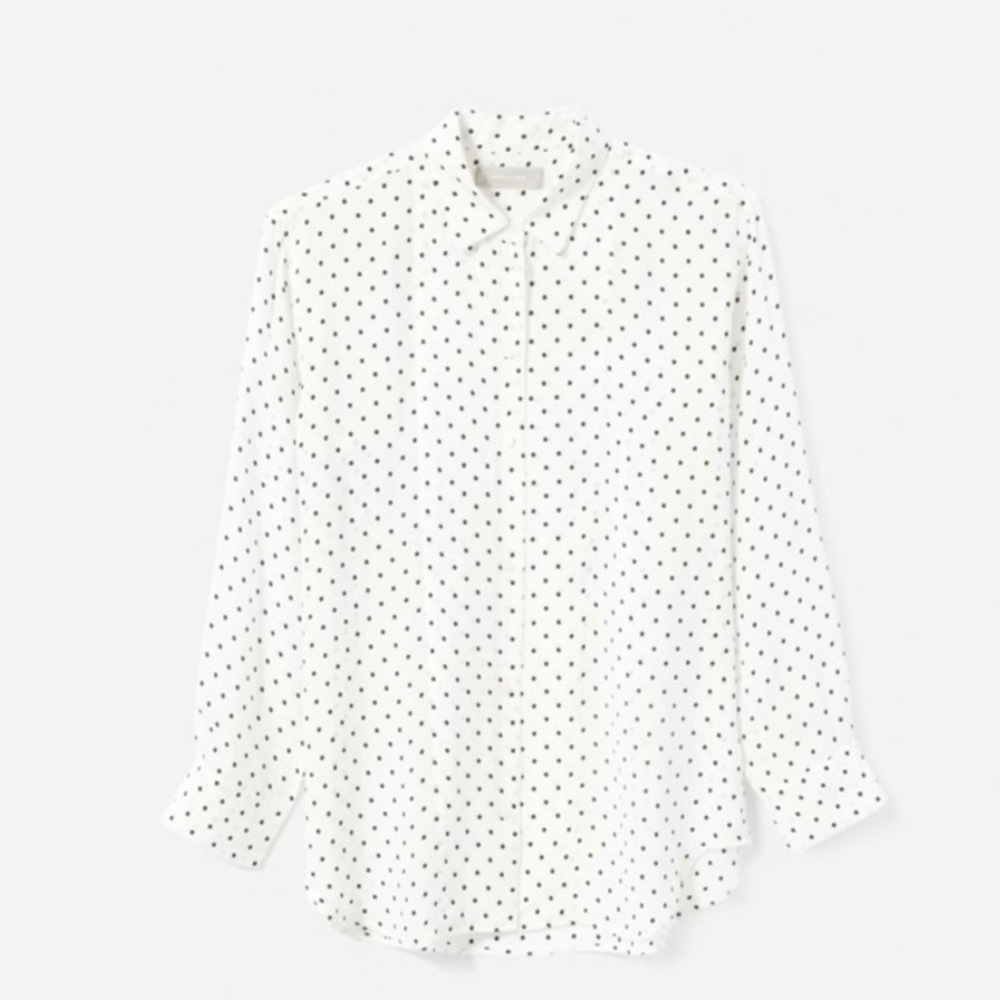 Everlane Polka Dot Oversized Shirt White/Black Dots, Sz 2